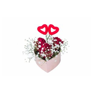 Box καρδιά με φυσικά τριαντάφυλλα